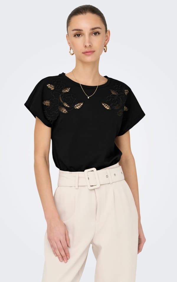 Jacqueline - jdyRose SS O-neck Top Svart M