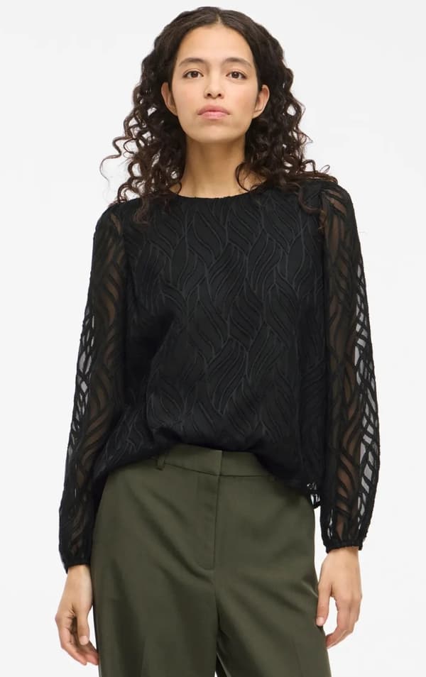 Vila - Vimika O-neck LS Top Svart 36