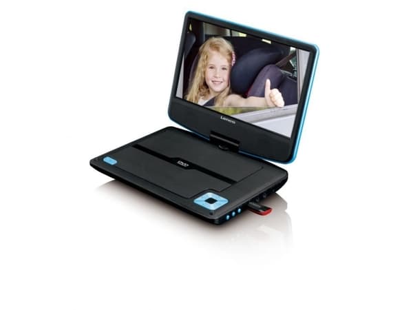 Lenco DVP-910BU, Bærbar DVD-spiller, Konvertibel, Sort, Blå, CD, DVD, 22,9 cm (9"), TFT