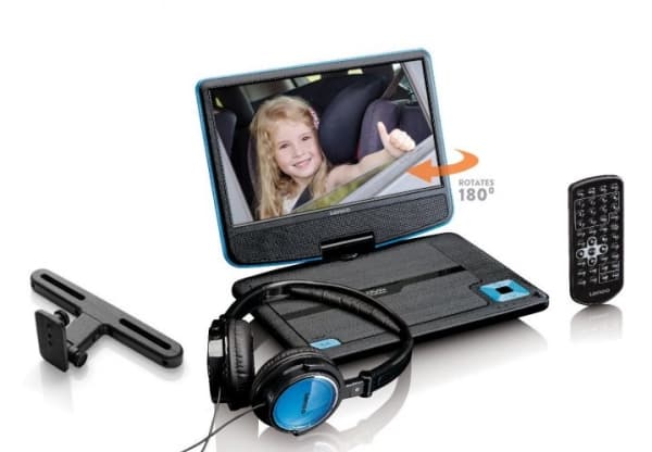 Lenco DVP-910BU, Bærbar DVD-spiller, Konvertibel, Sort, Blå, CD, DVD, 22,9 cm (9"), TFT