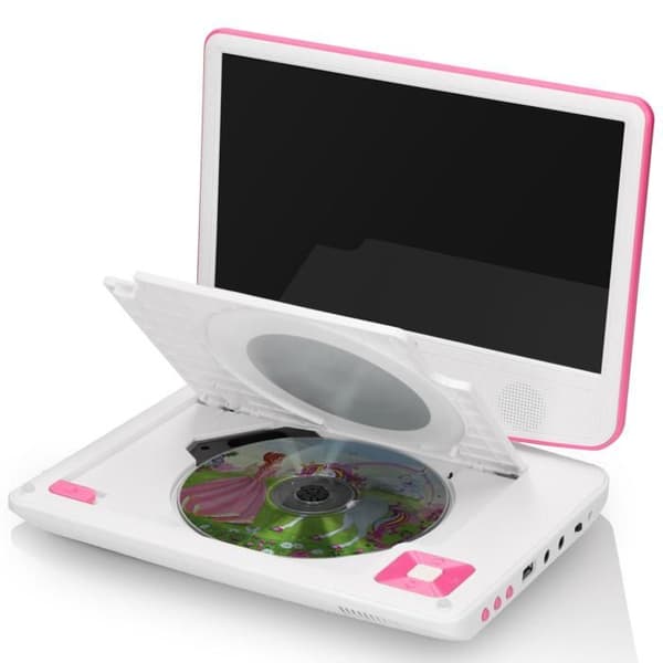 LENCO DVP-910 bärbar DVD-spelare - 9" rosa skärm - MPEG-4, MP3, JPEG
