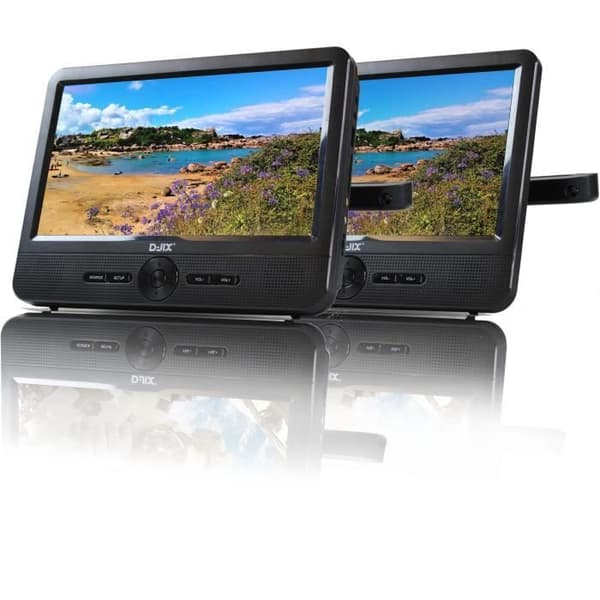 DJIX PVS906-50SM 9 bärbar DVD-spelare - Dubbelskärm - 2 timmars batteritid - Svart