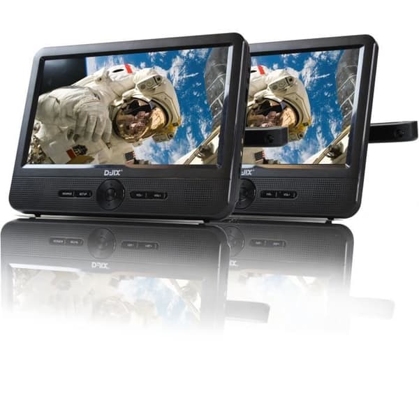 DJIX PVS906-50SM 9 bärbar DVD-spelare - Dubbelskärm - 2 timmars batteritid - Svart