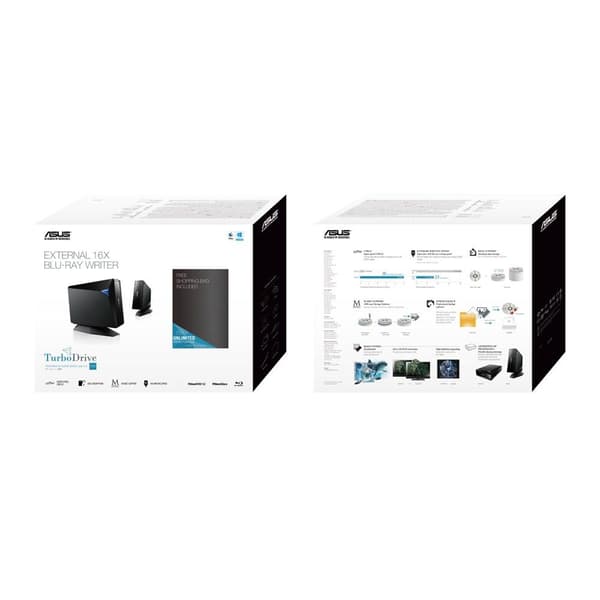 ASUS BW-16D1H-U PRO - Drev - BD-RE - 16x2x12x - SuperSpeed USB3.0 - ekstern - sort (90DD01L0-M69000)