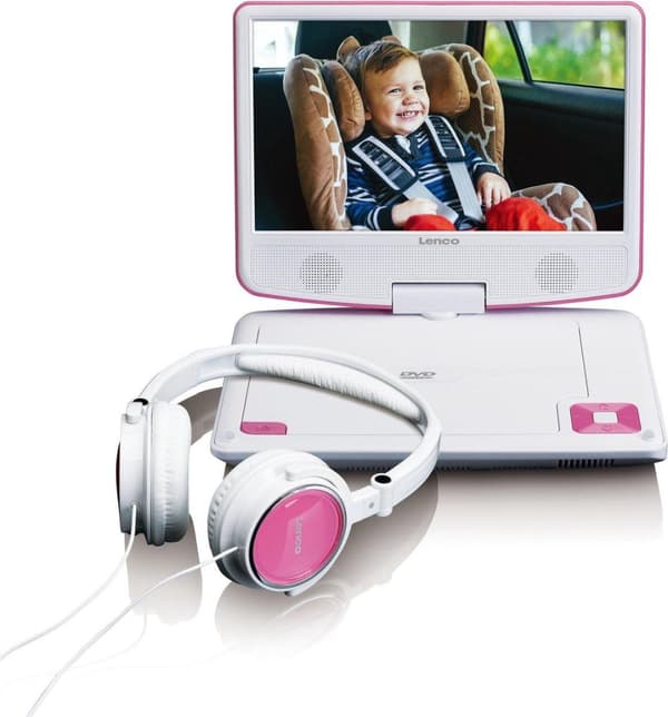 Lenco DVP-910PK - Bærbar DVD-afspiller med batteri - 9 tommer - Pink