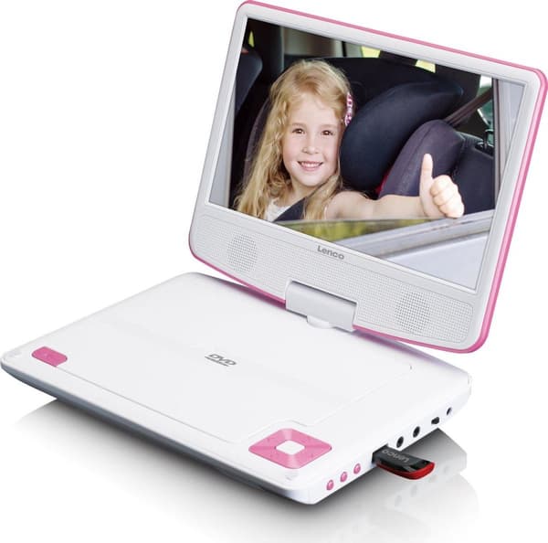 Lenco DVP-910PK - Bærbar DVD-afspiller med batteri - 9 tommer - Pink