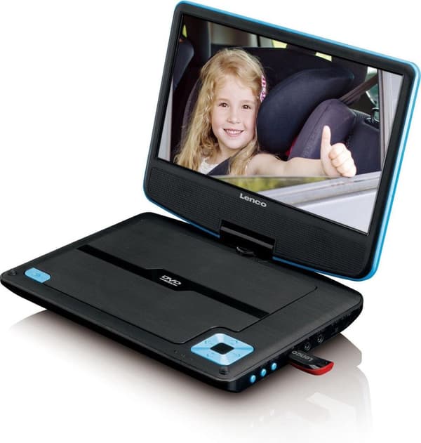 Lenco DVP-910BU - Bærbar DVD-afspiller med batteri - 9 tommer - Blå