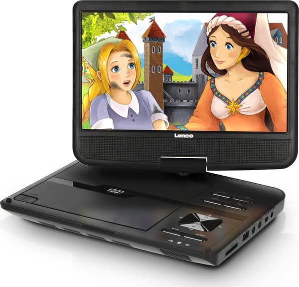 Lenco DVP-1010BK - Bærbar 10" DVD-afspiller med USB-hovedtelefonhængende beslag