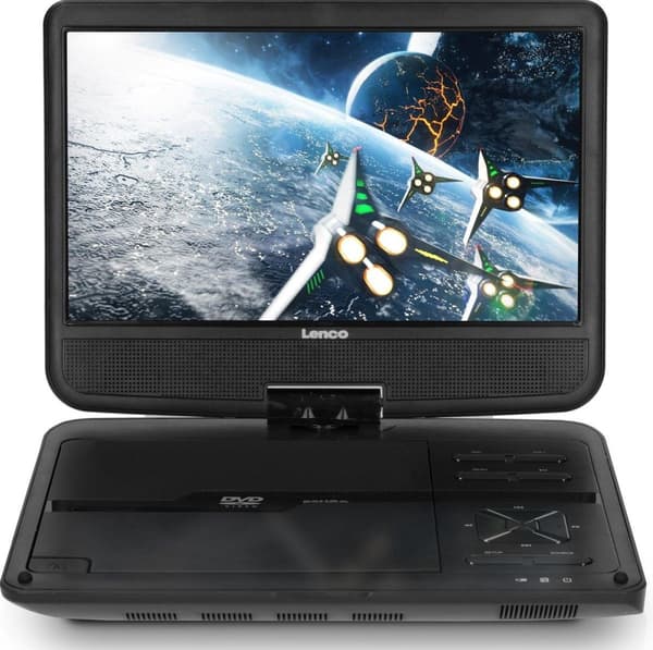 Lenco DVP-1010BK - Bærbar 10" DVD-afspiller med USB-hovedtelefonhængende beslag