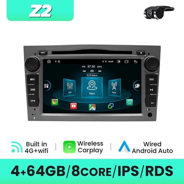 Auton DVD-soitin, langaton yhteys, Android 12 -yhteensopivuus, 16GB DVR OBD Cam-B