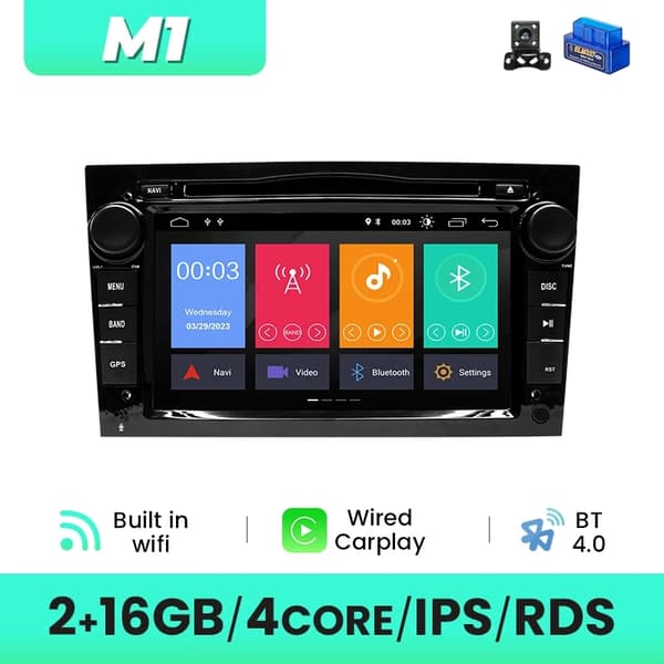 Auton DVD-soitin, langaton yhteys, Android 12 -yhteensopivuus, 16GB DVR OBD Cam-B