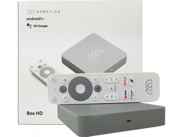 AB-COM Homatics Box HD Media Player med fjernkontroll Media Streaming Client Android TV 11, 32 GB, 1,5 GB RAM Bluetooth 5.0 Støtte AV1 og Chromecast