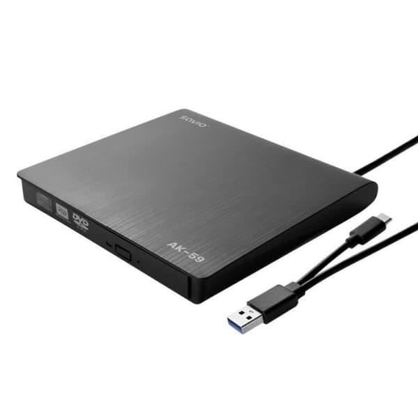 SAVIO extern DVD-enhet - Slim AK-59 - Vit - USB-C/USB-A - Fack - CD/DVD - 14,7x14,1x1,7cm