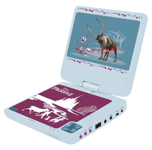 Bärbar DVD-spelare med 7" roterande skärm och USB-port, Frozen hörlurar