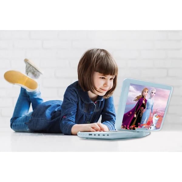 Bärbar DVD-spelare med 7" roterande skärm och USB-port, Frozen hörlurar