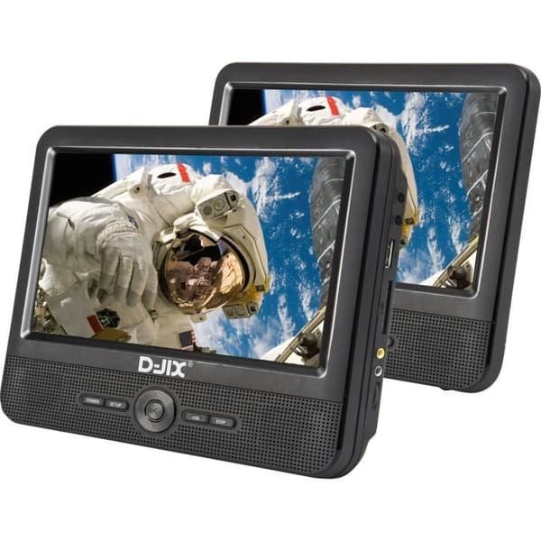 DJIX PVS906-50SM 9 Bærbar DVD-afspiller - Dobbeltskærm - 2 timers batterilevetid - Sort
