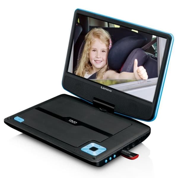 Lenco DVP-910 - Bärbar DVD-spelare - 22,9 cm (9") - TFT - MPEG1, MPEG2, MPEG4 - Batteri