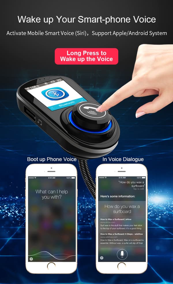 INF Bluetooth-sovitin autoon - FM-lähetin - autolaturi