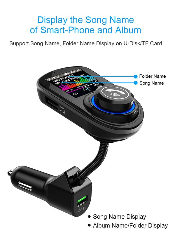 INF Bluetooth-sovitin autoon - FM-lähetin - autolaturi