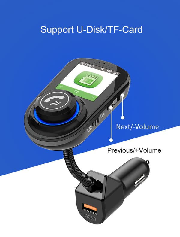 INF Bluetooth-sovitin autoon - FM-lähetin - autolaturi