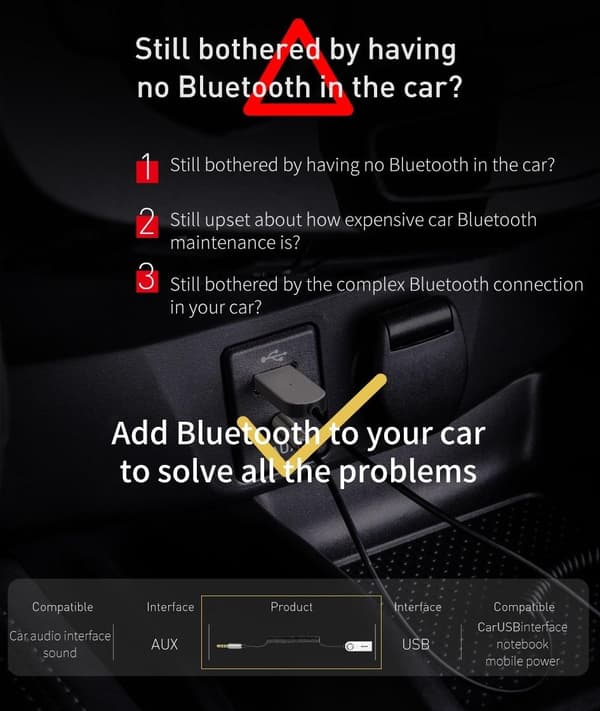 Baseus Bluetooth FM Sändare T-Typ MP3 Billaddare