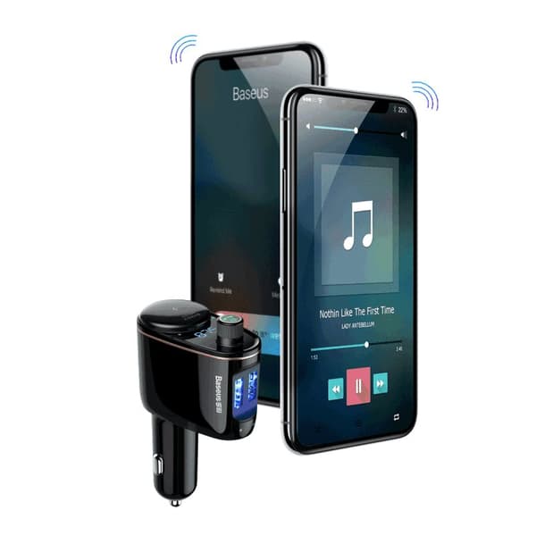 Baseus Locomotive FM-sändare med Bluetooth-handsfree & Laddare - Svart