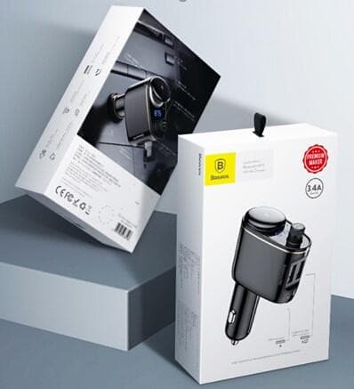 Baseus Locomotive FM-sändare med Bluetooth-handsfree & Laddare - Svart