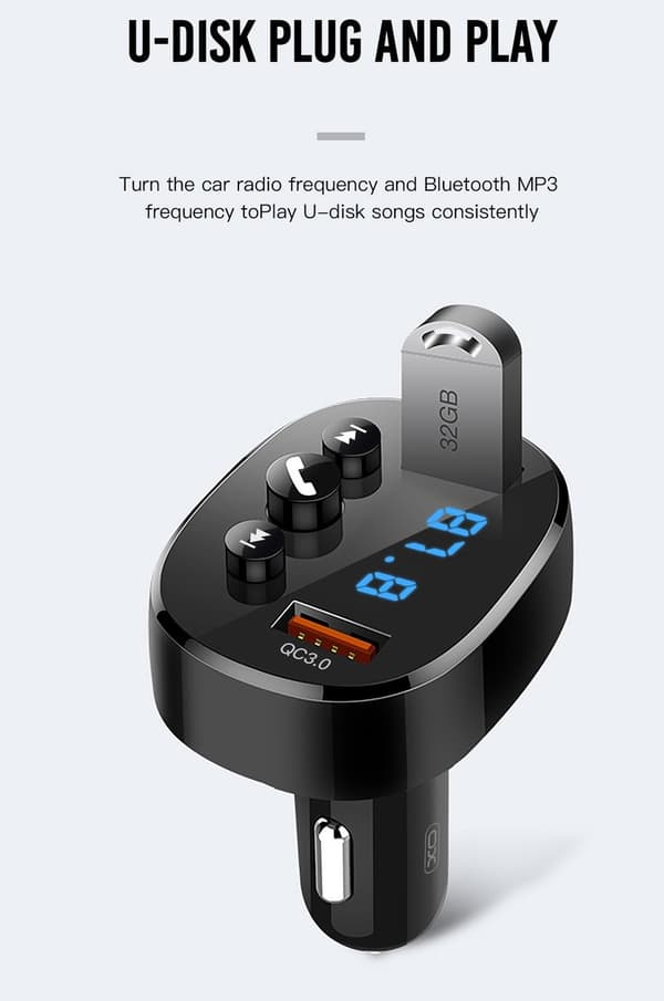 Baseus Bluetooth FM Sändare T-Typ MP3 Billaddare