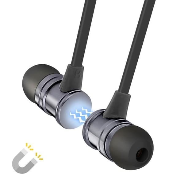 Magnetiska Bluetooth In-ear hörlurar Fjärrkontroll + Mikrofon Svart