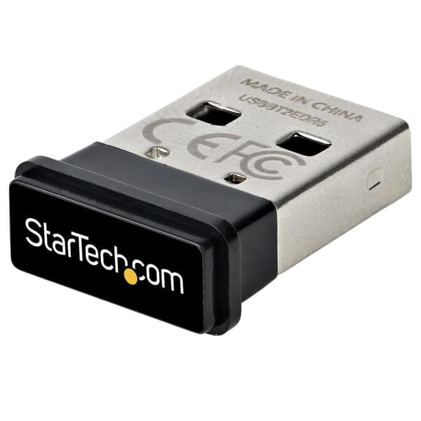 StarTech.com USB Bluetooth 5.0-adapter, USB Bluetooth-donglemodtager til pc/computer/laptop/tastatur/mus/headset, rækkevidde 33ft/10m, EDR (USBA-BLUET Sort, Sølv