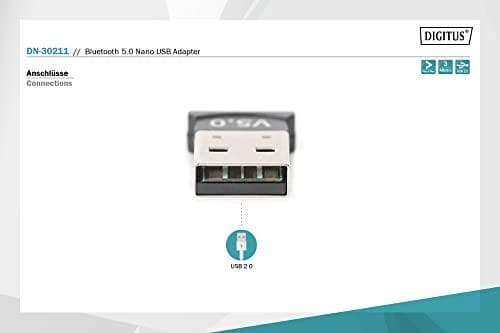 Digitus Bluetooth 5.0 Nano USB Adapter - Trådløs - USB - Bluetooth - 3 Mbit/s - Sort (DN-30211)