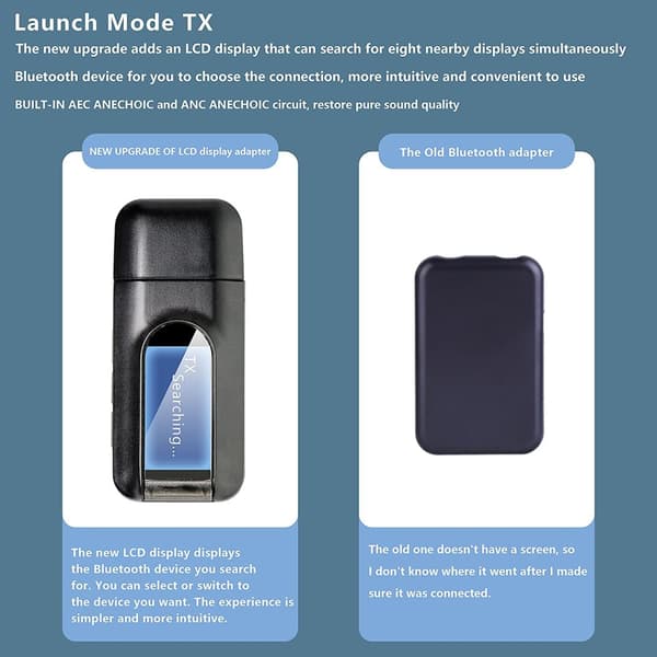 INF 2-in-1 Bluetooth-äänilähetin/vastaanotin Bluetooth-sovitin 5.0 Musta