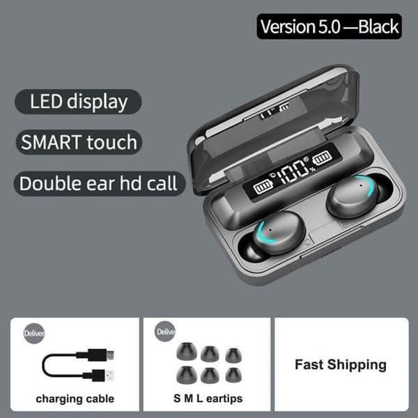 Bluetooth 5.0 TWS trådlöst headset Bluetooth-headset stöder Xiaomi / iPhone, utrustat med 900 2200mAh stereo