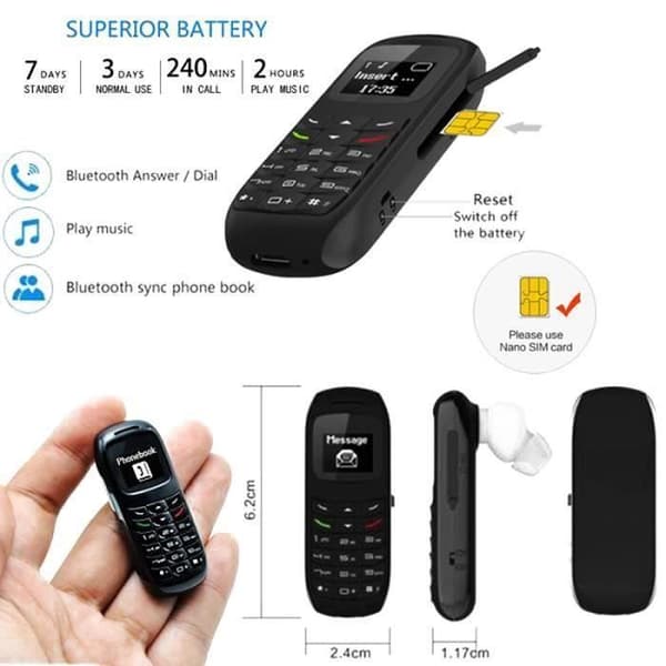 Ywei Ny BM70 Mini Liten GSM-telefon Bluetooth Bluetooth Dialer Headset Mobiltelefon Hörlurar