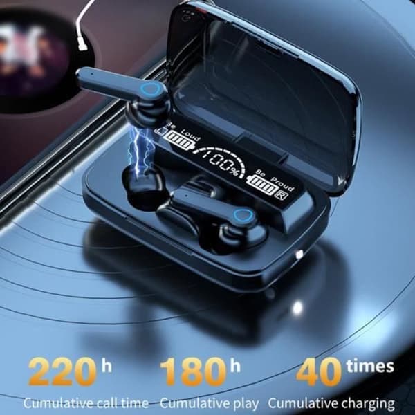 YF23021-m19 Bluetooth Headset 5.1 LED Power Display Brusreducering Touch Magnetic Induction Sports Earbuds