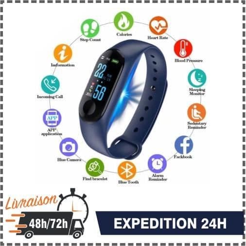 Ansluten klocka Sport M4 Smartwatch Smart armband hälsofrekvens (blå)