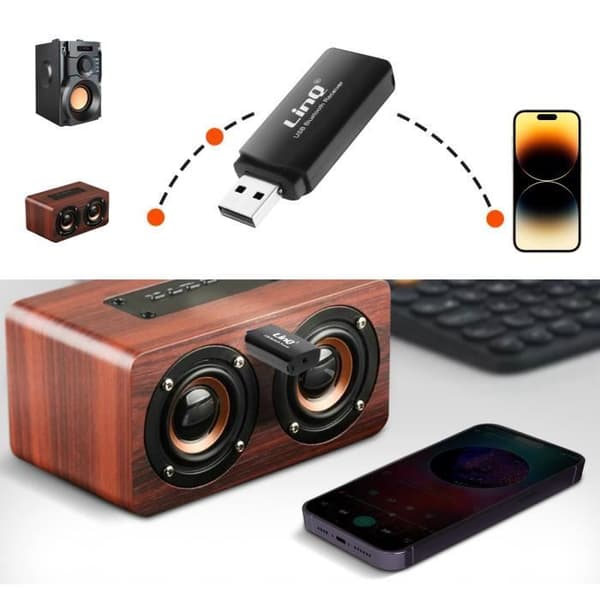 Bluetooth ljudadapter - LinQ - USB - Jack 3.5mm - 10 meter - Handsfree