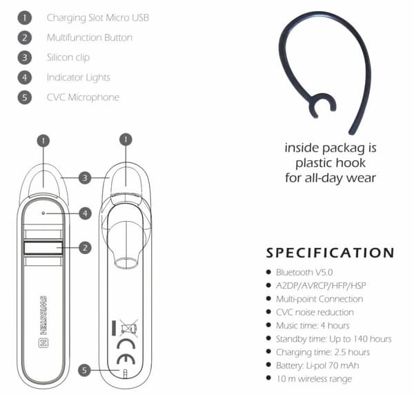 Swissten bluetooth headsetcaller černý