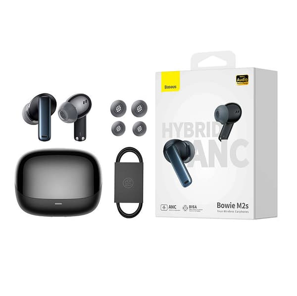 CASTI Baseus Bowie M2S, pt smartphone, wireless TWS, bluetooth 5.3, microfon pe casca, negru "NGTW350101" (timbru verde 0.18 lei) - 6932172626075