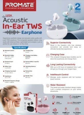 PROMATE Lush TWS Bluetooth Stereo Headset