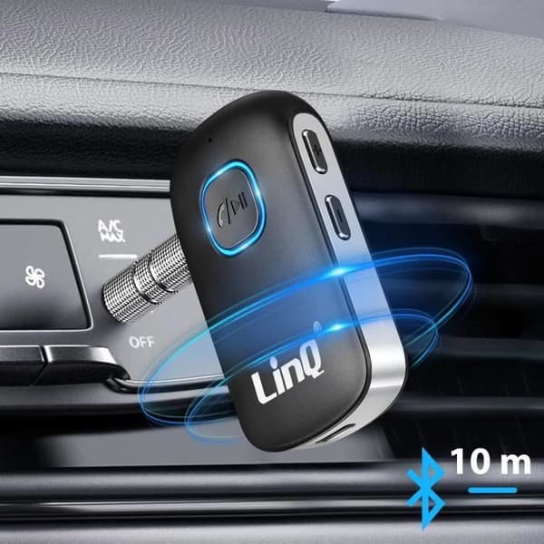 Bluetooth bilstereomottagare Hands-Free Kit Knappar Kontroll LinQ Svart