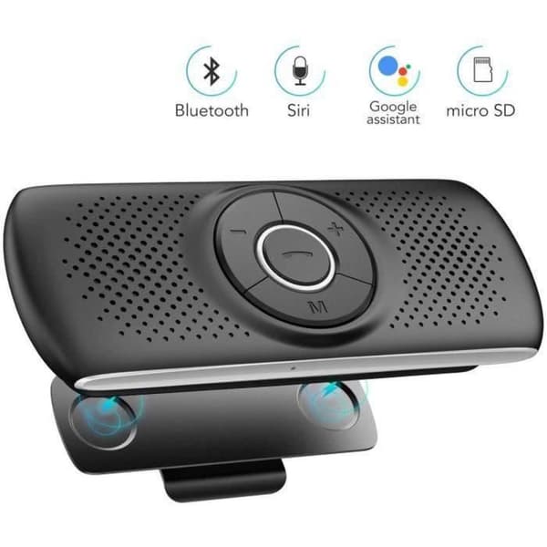 Hands-free Car Kit Bluetooth 5.0-högtalare med integrerat mikrofonklämma, automatisk återanslutning, iOS Siri och Google Assistant