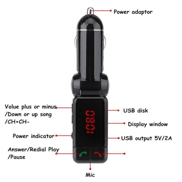 Trådlös LCD Bluetooth Car Kit FM-sändare MP3 A2DP Stereo Musikspelare Handsfree USB-laddare för ISO Android