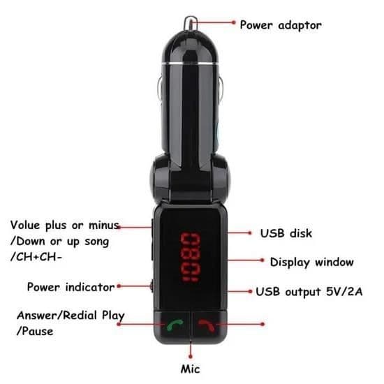 Trådlös LCD Bluetooth Car Kit FM-sändare MP3 A2DP Stereo Musikspelare Handsfree USB-laddare för ISO Android