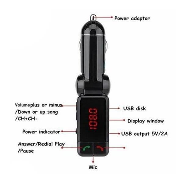 Bil MP3 Audio Bluetooth-spelare Bilsats FM-sändare Trådlös FM-modulator Handsfree LCD-skärm USB-laddare för i