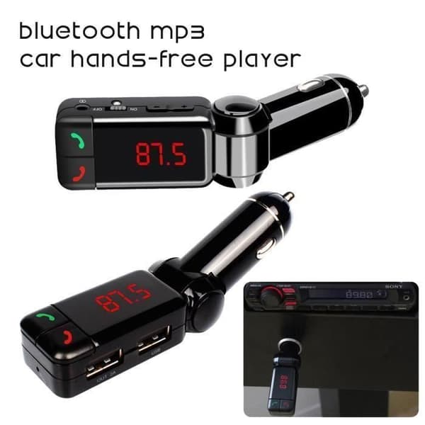 Trådlös LCD Bluetooth Car Kit FM-sändare MP3 A2DP Stereo Musikspelare Handsfree USB-laddare för ISO Android