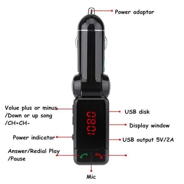 Trådlös LCD Bluetooth Car Kit FM-sändare MP3 A2DP Stereo Musikspelare Handsfree USB-laddare för ISO Android