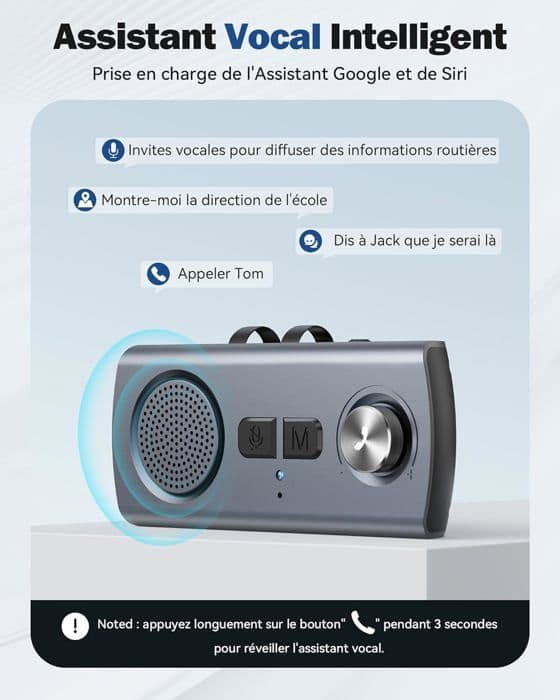 Handsfree bilsats Bluetooth 5.3, GPS-högtalare Mikrofon Musikassistent Siri&amp;Google Auto Reconnect, 800mAh TF-kortplats
