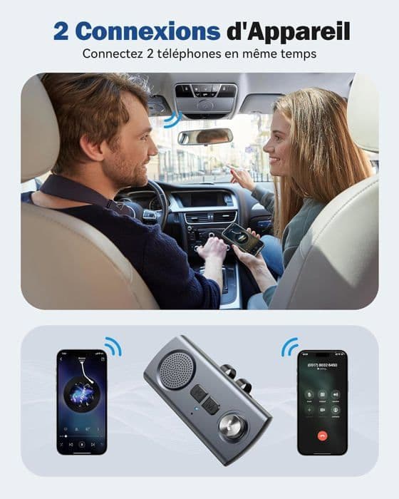 Handsfree bilsats Bluetooth 5.3, GPS-högtalare Mikrofon Musikassistent Siri&amp;Google Auto Reconnect, 800mAh TF-kortplats
