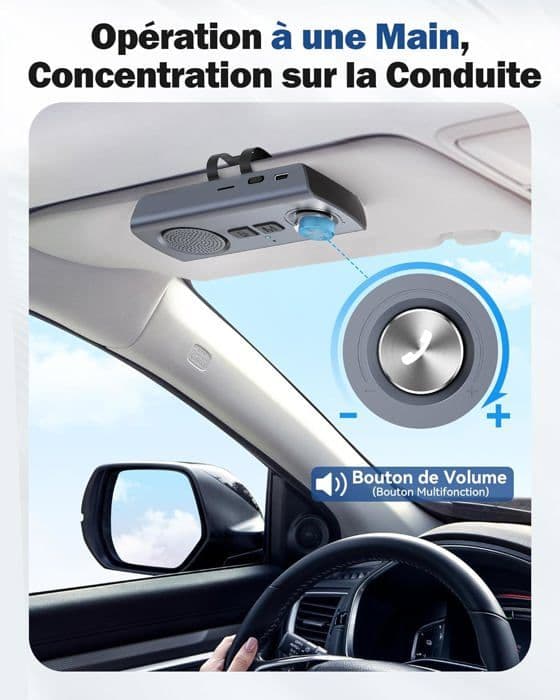 Handsfree bilsats Bluetooth 5.3, GPS-högtalare Mikrofon Musikassistent Siri&amp;Google Auto Reconnect, 800mAh TF-kortplats